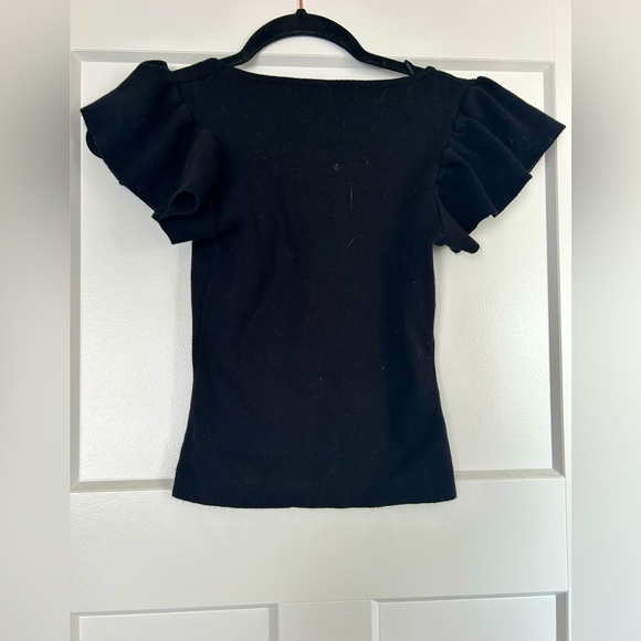 Flutter Sleeve Black Blouse - Picture 2 of 2